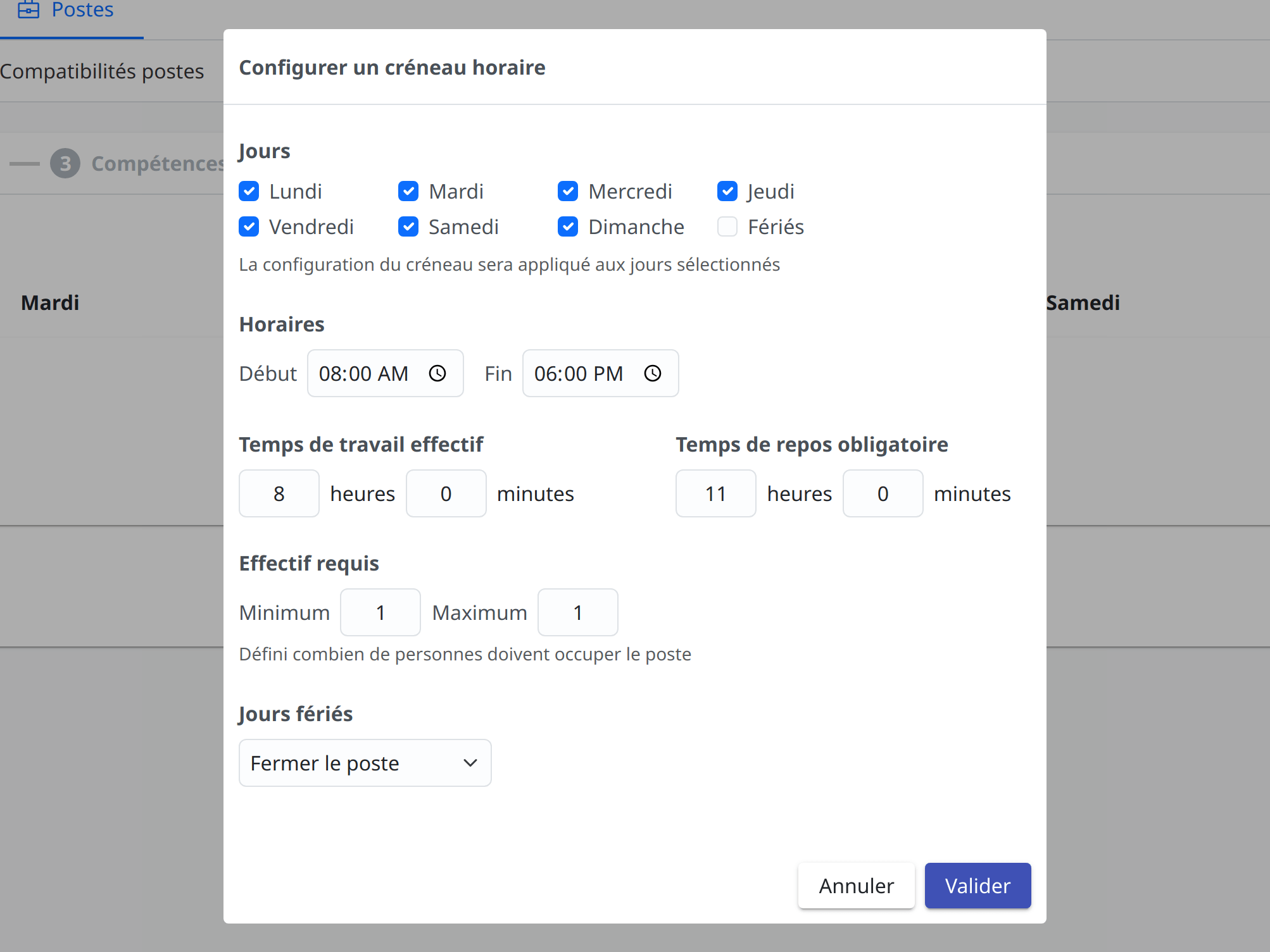 Configuration d'un poste
